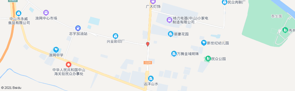 中山六百六路西(浪网路口)_公交站地图_中山公交_妙搜公交查询2024