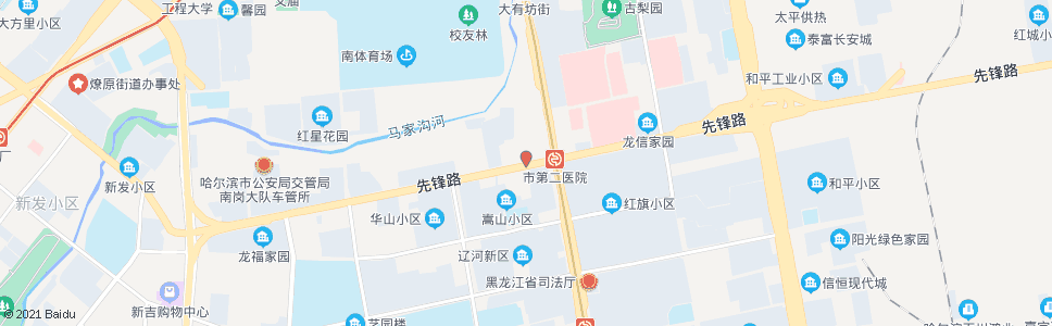 哈尔滨红旗大街(先锋路路口)_公交站地图_哈尔滨公交_妙搜公交查询2024