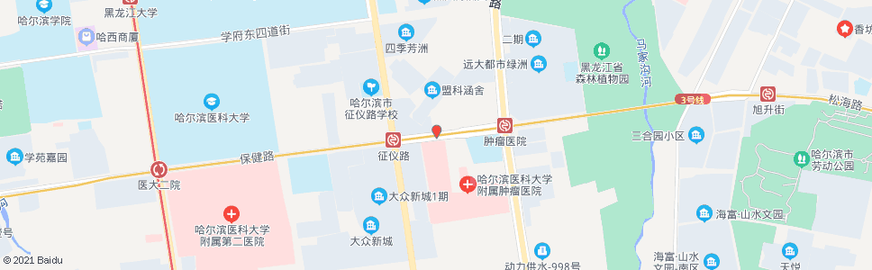 哈尔滨哈医大肿瘤医院北门_公交站地图_哈尔滨公交_妙搜公交查询2024