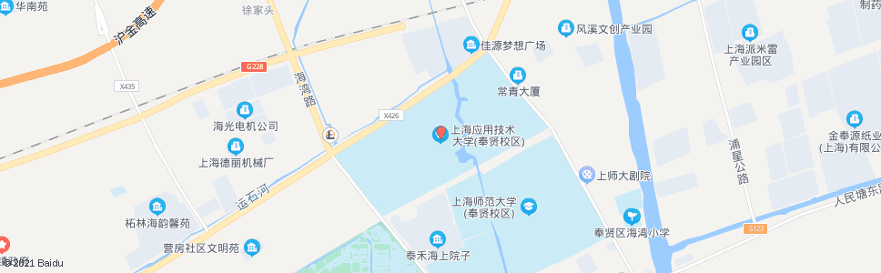 上海应用技术学院(海泉路奉炮路)_公交站地图_上海公交_妙搜公交查询2024