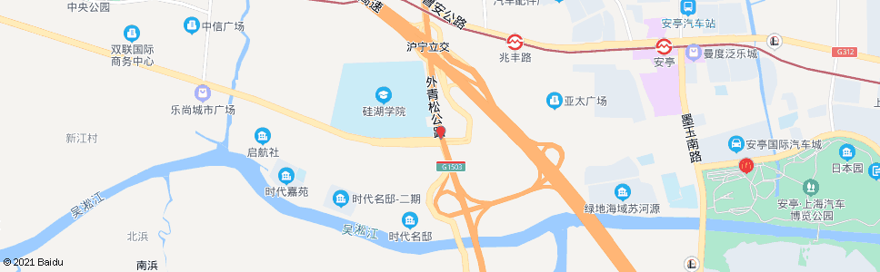 上海外青松公路绿地大道(硅湖学校)_公交站地图_上海公交_妙搜公交查询2024