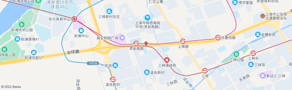 上海华夏西路灵岩南路_公交站地图_上海公交_妙搜公交查询2024