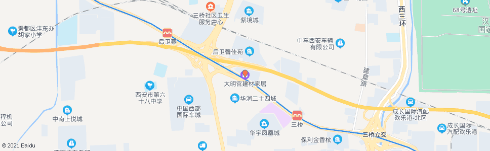 西安大明宫家居城三桥店_公交站地图_西安公交_妙搜公交查询2024