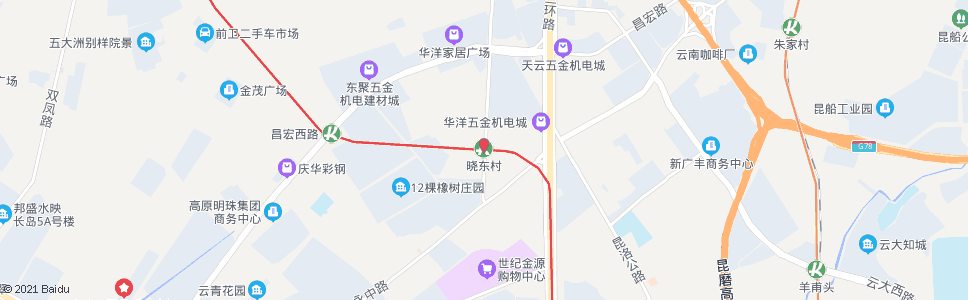 昆明晓东村(轨道交通1号线晓东村站)_公交站地图_昆明公交_妙搜公交查询2024