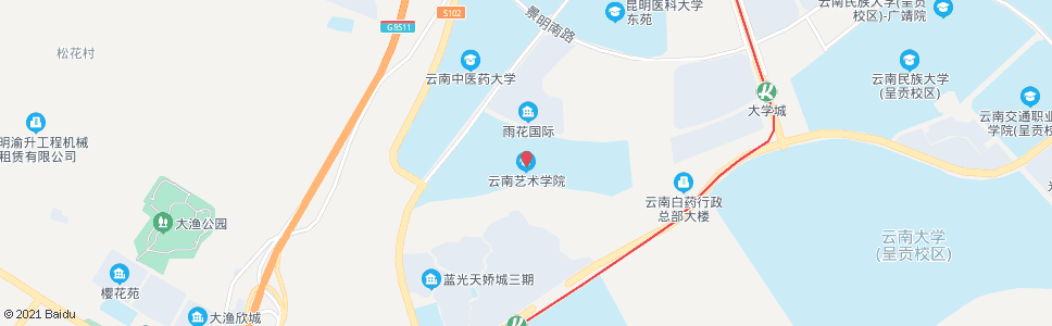 昆明雨花路(云南艺术学院)_公交站地图_昆明公交_妙搜公交查询2024