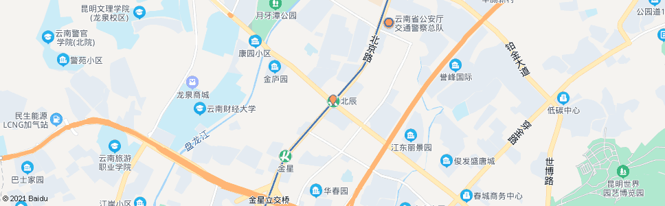 昆明北辰大道路口(穿金路)_公交站地图_昆明公交_妙搜公交查询2024