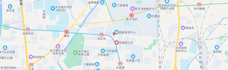 杭州东新路西文街口(BRT)_公交站地图_杭州公交_妙搜公交查询2024