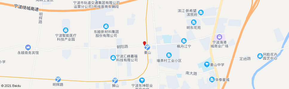 宁波朝阳防水布厂(姜山环镇路)_公交站地图_宁波公交_妙搜公交查询2024